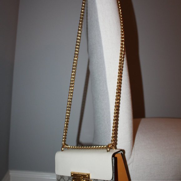 Gucci Padlock Mini GG Supreme Leather/Canvas Bag Ivory and Beige - Picture 15 of 15